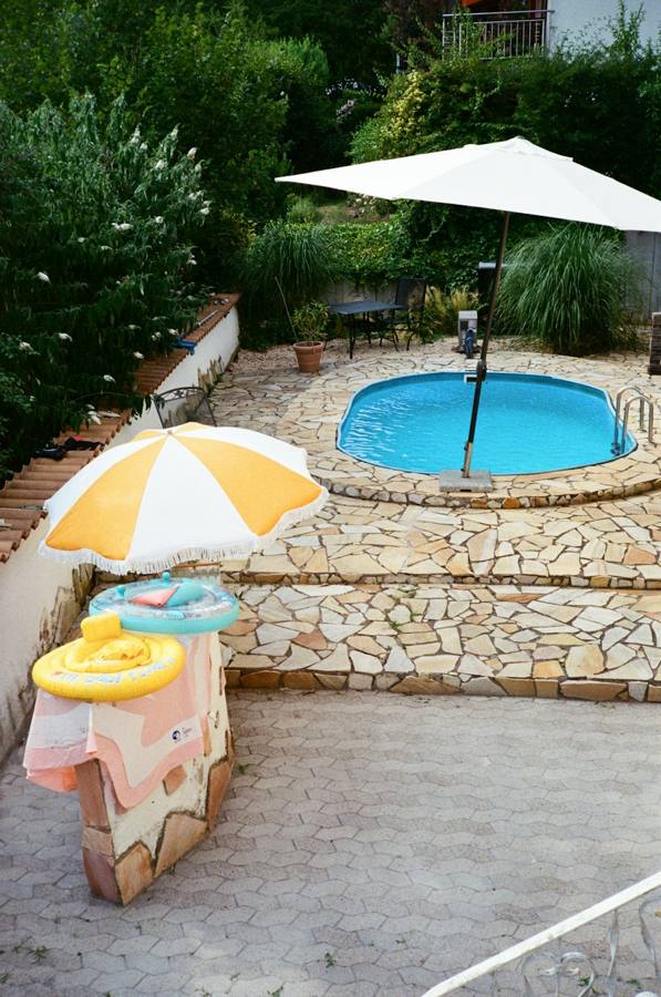 Small pool on a stone patio